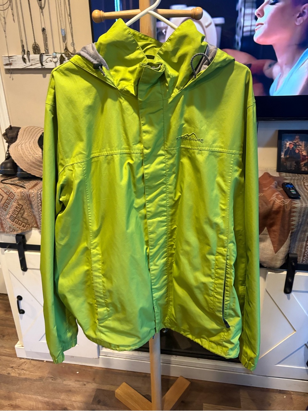 Eddie Bauer Lime Green Outdoor Jacket with Embroidered Logo